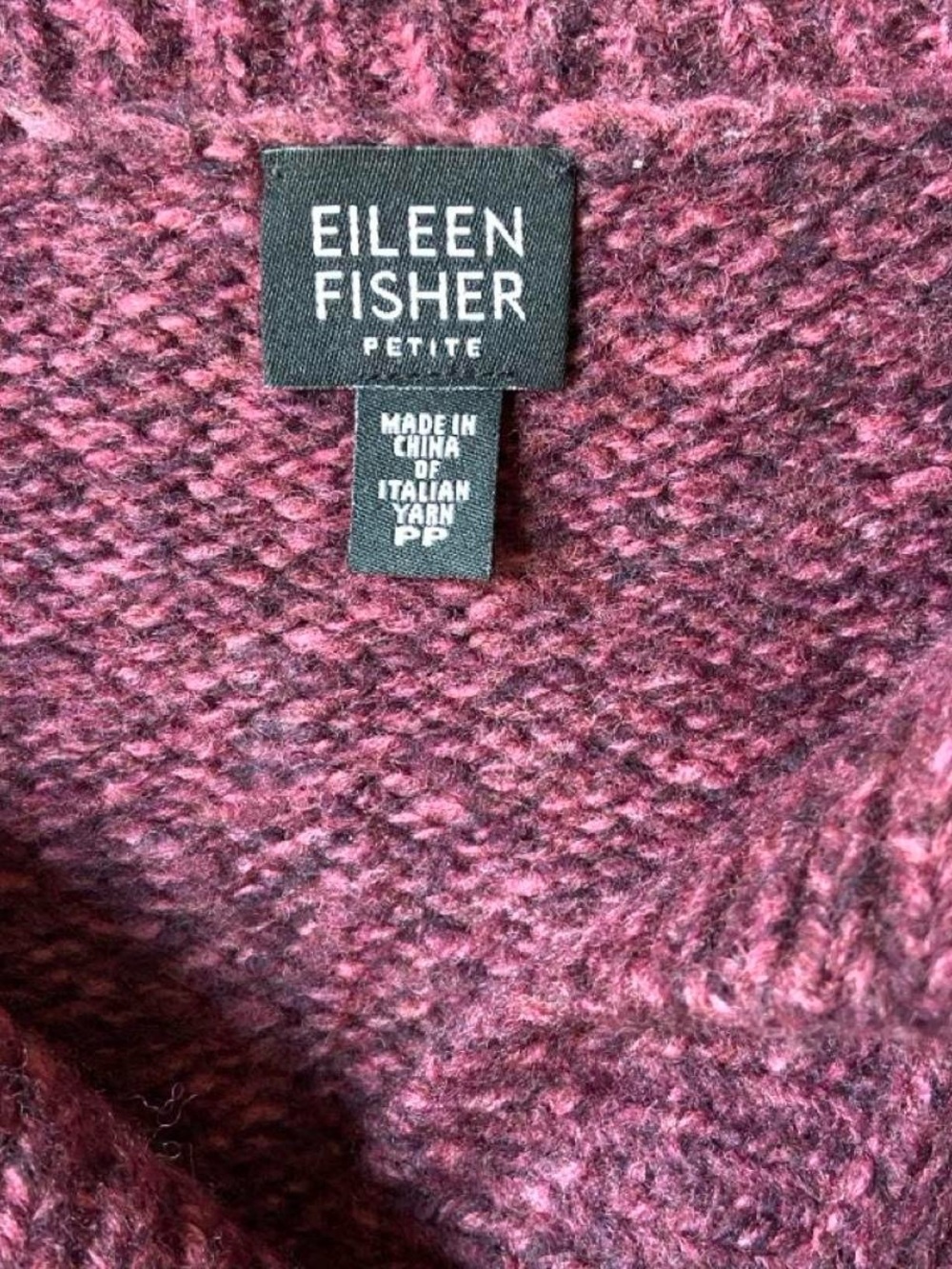 Eileen Fisher Heathered Plum Wool Blend Button Cardigan - Picture 5 of 7